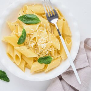 Penne pasta with parmesan cheeswe