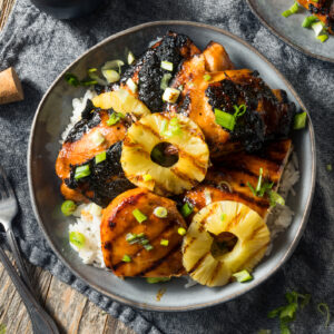teriyaki chicken with grilled pineapple