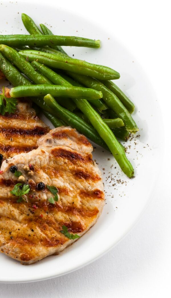pork cutlet and green beans