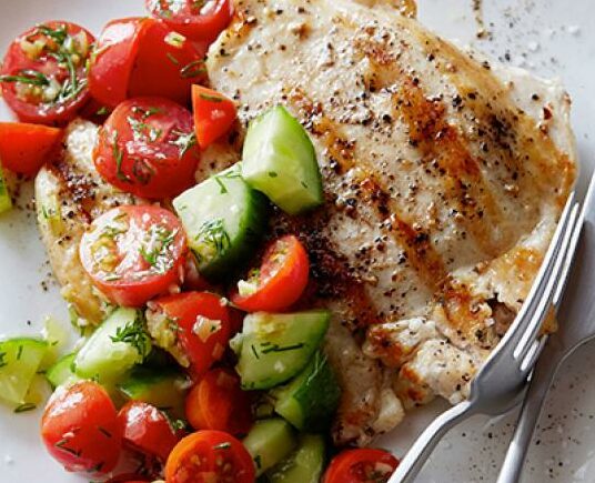 chicken-with-tomato-and-cucumber-salad