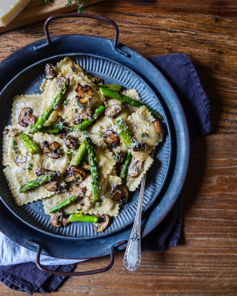 Portobello Mushroom Ravioli With Asparagus & Parmesan Cheese SUGAR