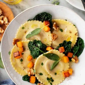 ravioli with butternut sage and pecans