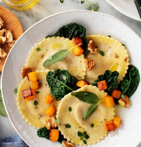 ravioli with butternut sage and pecans