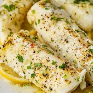 low carb garlic herb cod