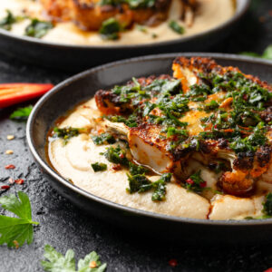 parmesan cauliflower steak with chimichurri