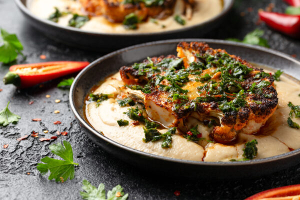 parmesan cauliflower steak with chimichurri