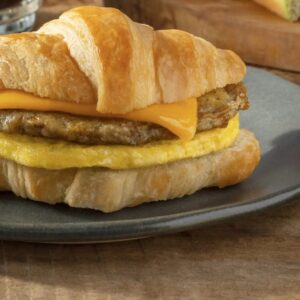 breakfast croissant sandwich with sausage